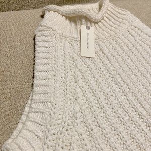 Anthropologie m CREAM Chunky Cable Knit Sleeveless Sweater